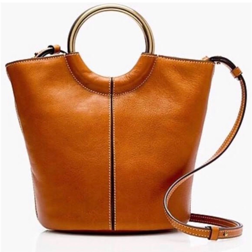 J Crew Leather Circle Handle Bucket Bag